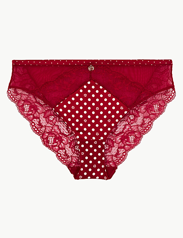 Silk & Lace Spot High Leg Knickers