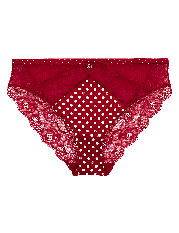 Silk & Lace Spot High Leg Knickers