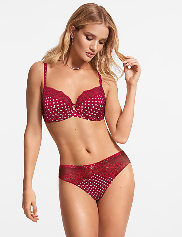 Silk & Lace Spot Non-Padded Balcony Bra B-G