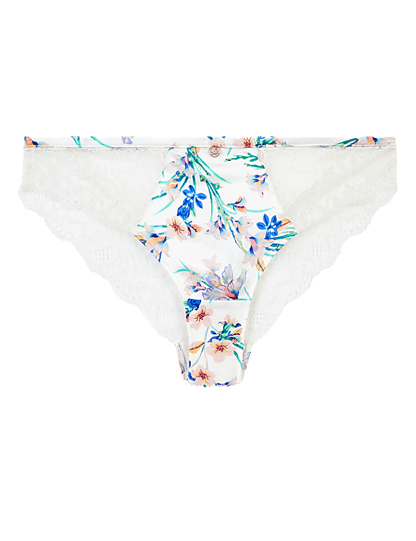Silk & Lace Floral Brazilian Knickers
