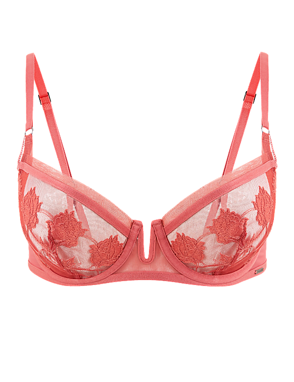 Peony Embroidered Non-Padded Balcony Bra A-E