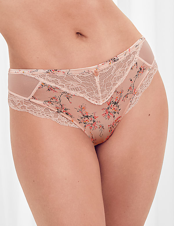 Silk Ditsy Rose High Waisted Brazilian Knickers