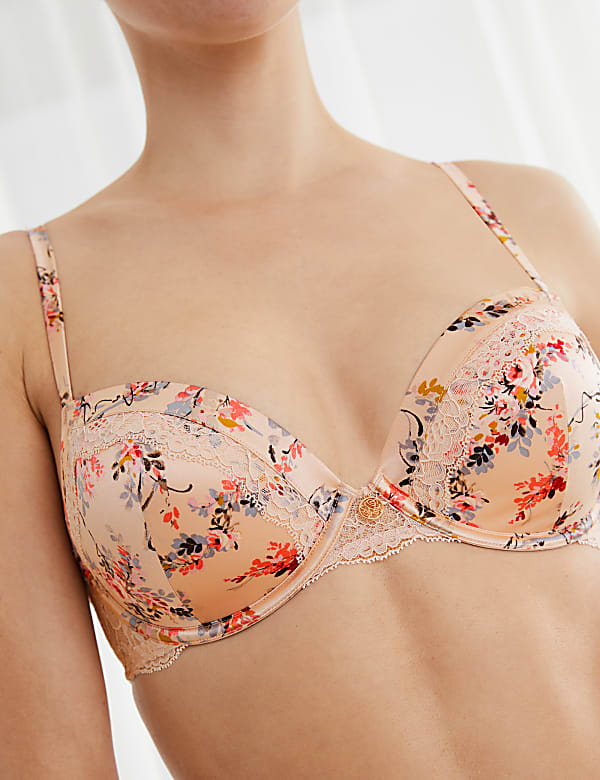 Silk Ditsy Rose Balcony Bra A-E