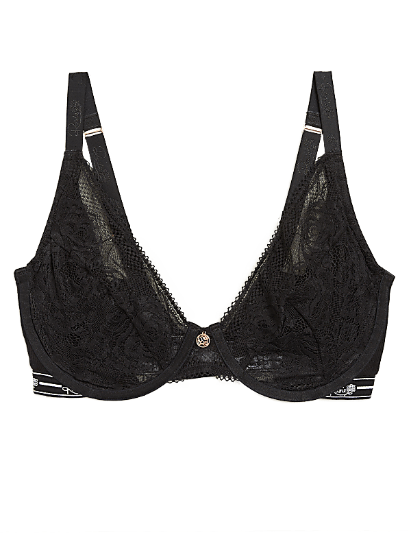 Lace Wired Non Padded Plunge Bra F-H
