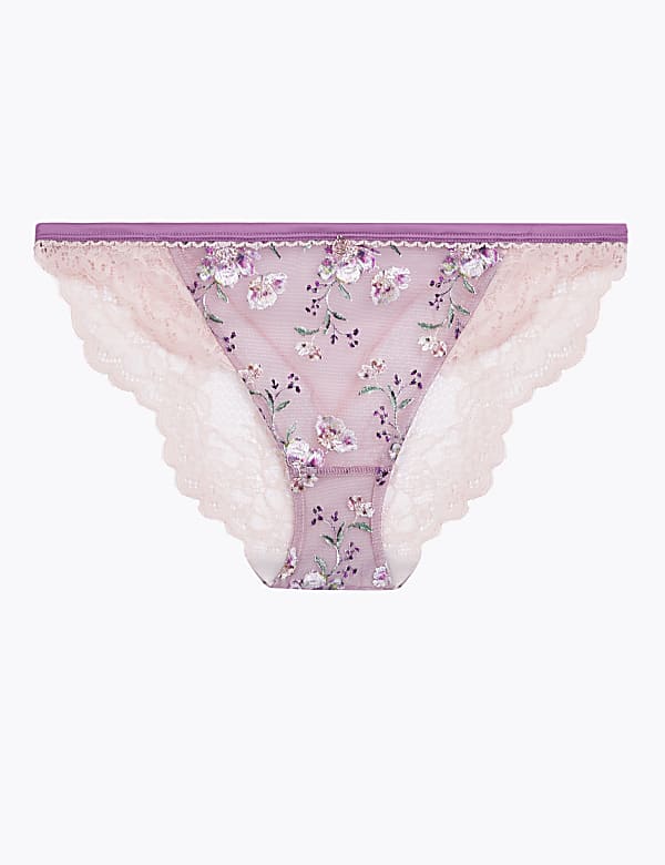 Floral Embroidered Tanga Brazilian Knickers