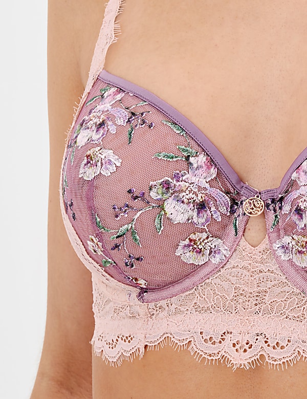 Floral Embroidered Non-Padded Balcony Bra A-E