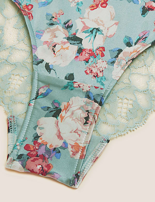 Silk & Lace Floral Brazilian Knickers