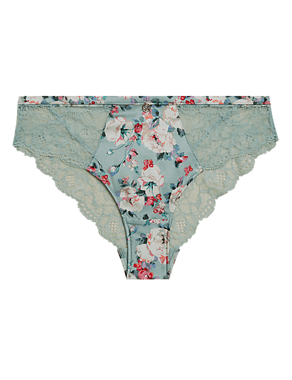 Silk & Lace Floral Brazilian Knickers