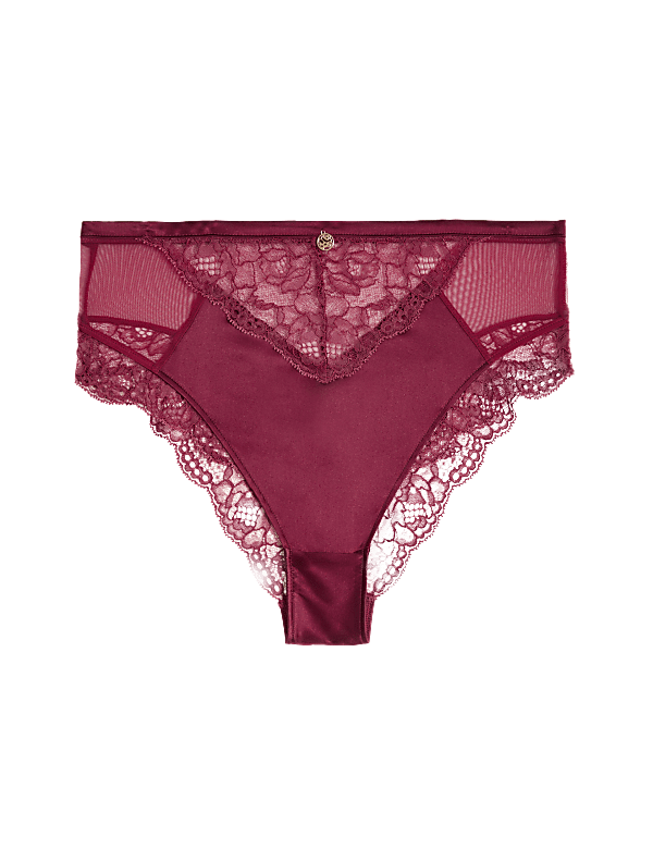 Silk & Lace High Waisted Brazilian Knickers