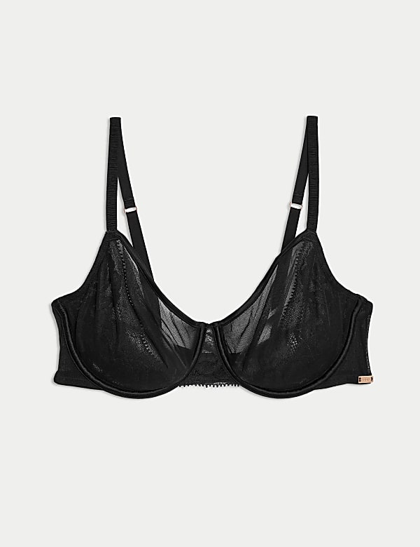 Sheer and Lace Wired Balcony Bra (A-E) - IS