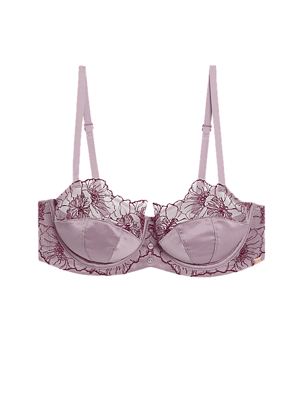 Zinnia Embroidery Wired Balcony Bra (A-E)