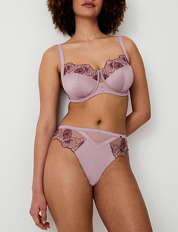 Zinnia Embroidery Wired Minimiser Bra C-G - AT