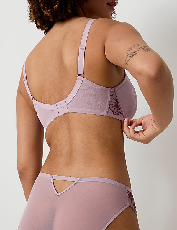 Zinnia Embroidery Wired Minimiser Bra C-G - AT