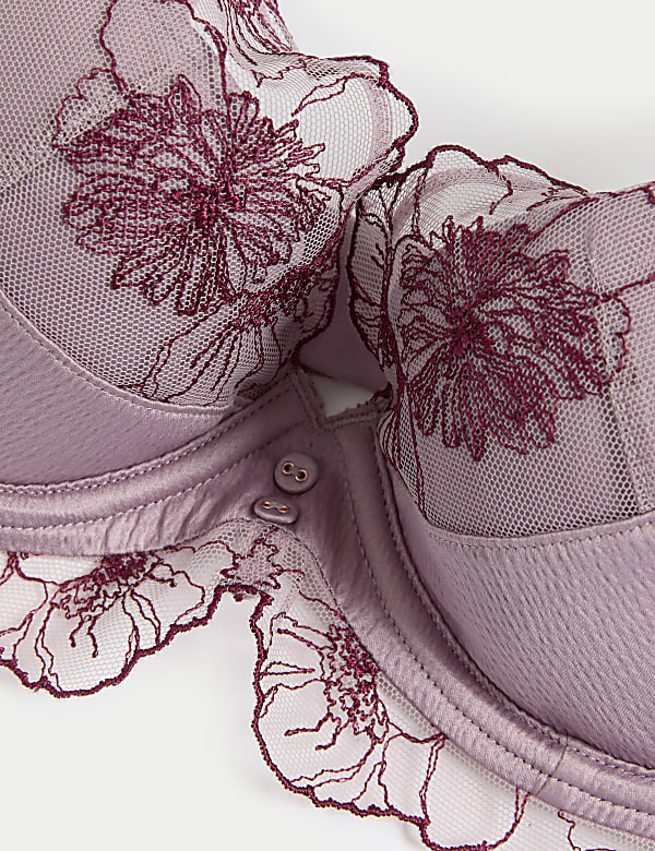 Zinnia Embroidery Wired Plunge Bra