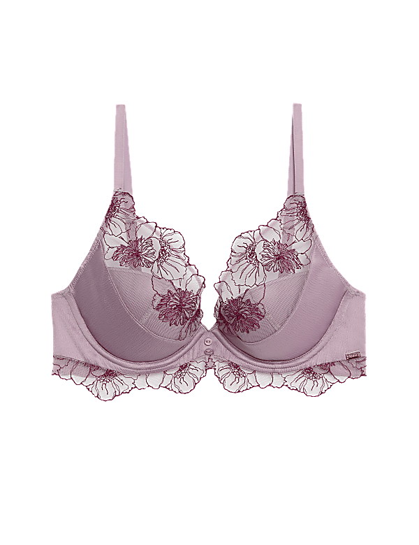 Zinnia Embroidery Wired Plunge Bra