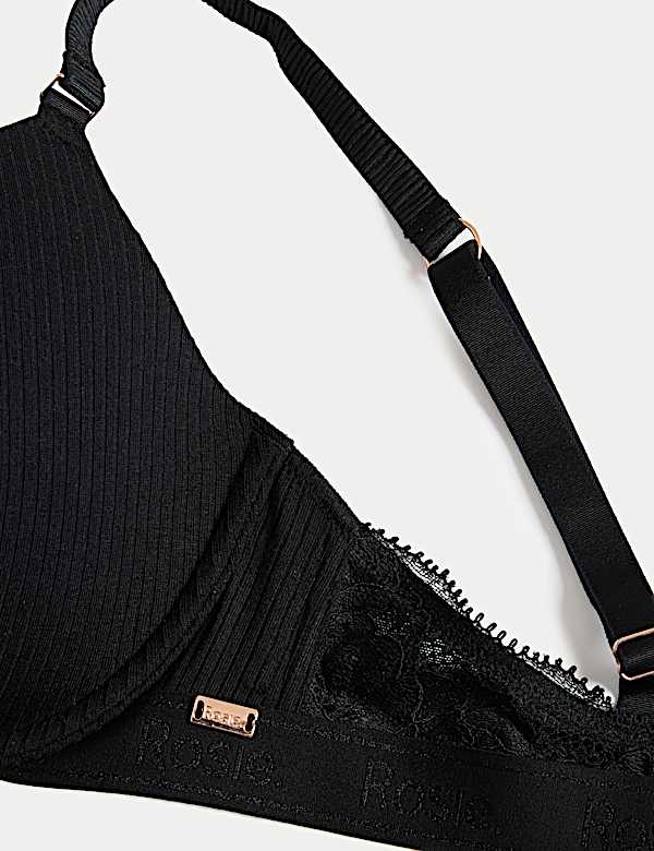 Rib & Lace Wired Full Cup Lounge Bra A-E - US