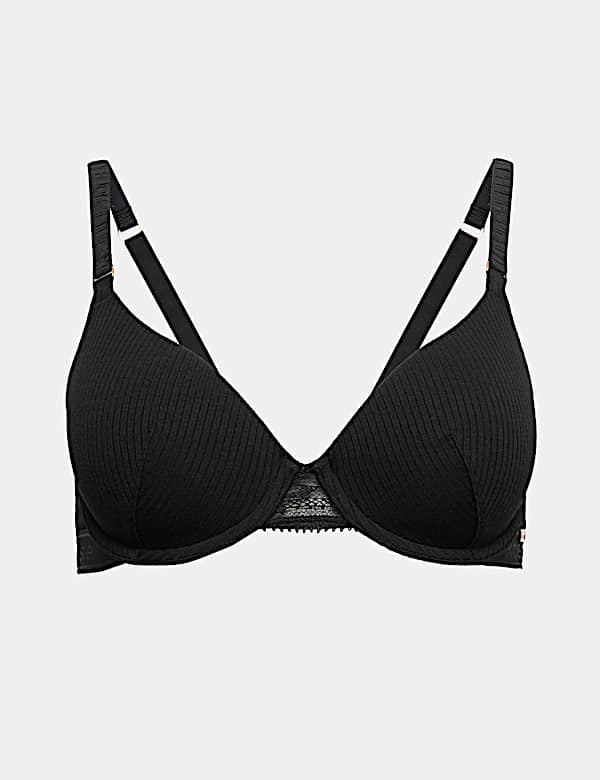 Rib & Lace Wired Full Cup Lounge Bra A-E - US