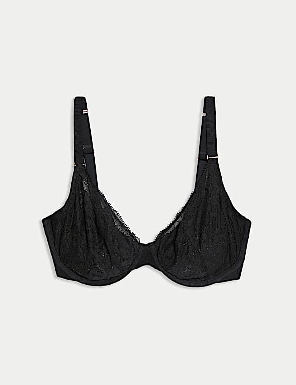 Rib & Lace Wired Plunge Lounge Bra F-H - US