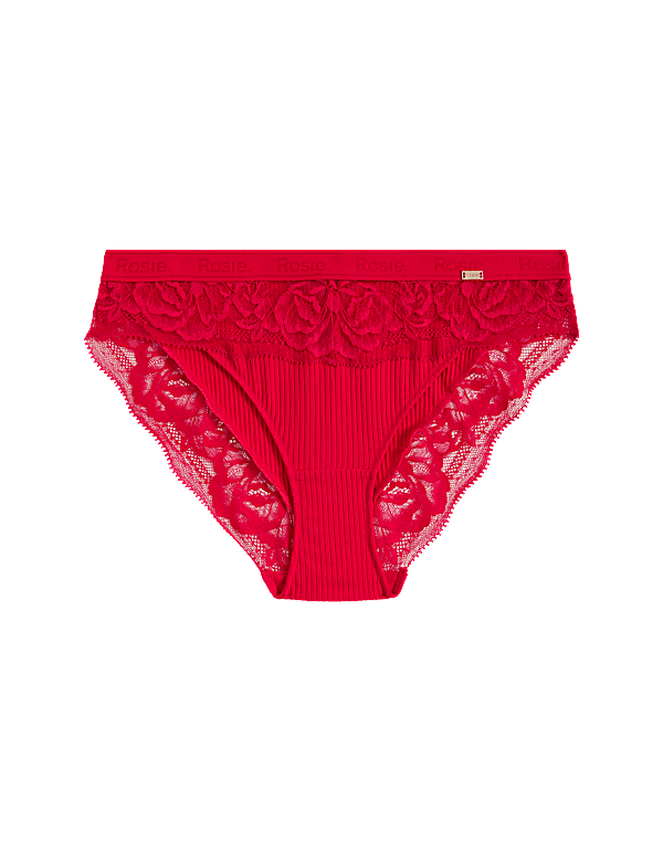 Lounge Rib & Lace High Leg Knickers