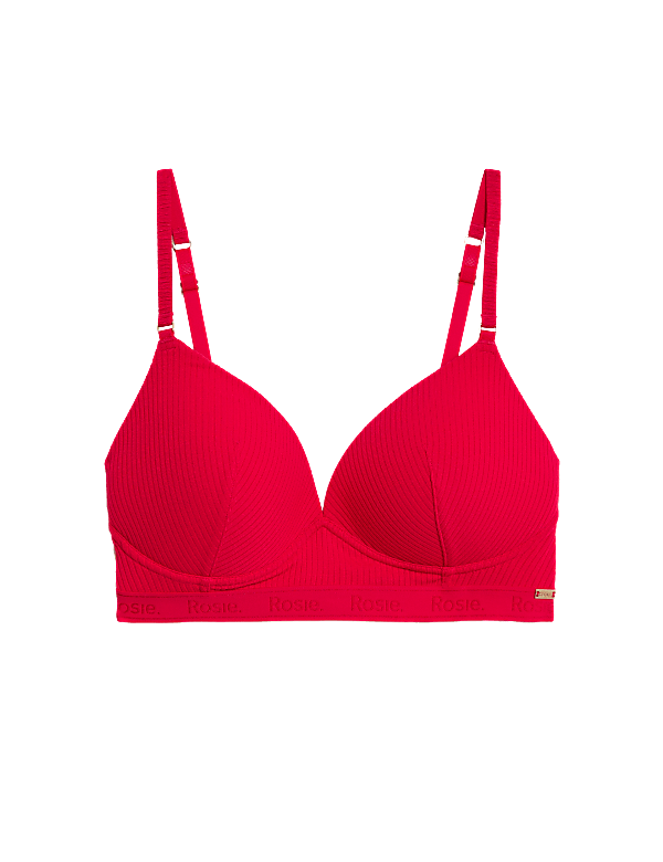Lounge Rib & Lace Non Wired Plunge Bra (A-E)