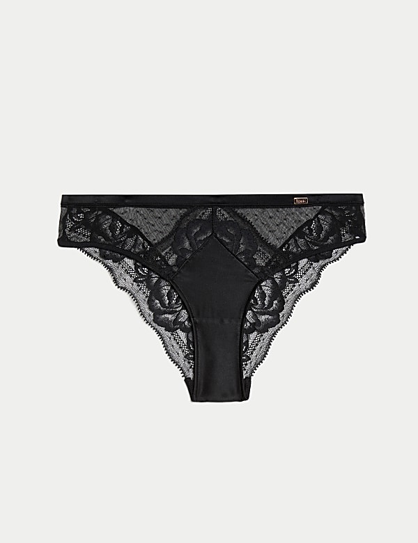 Tanga en dentelle et soie - FR