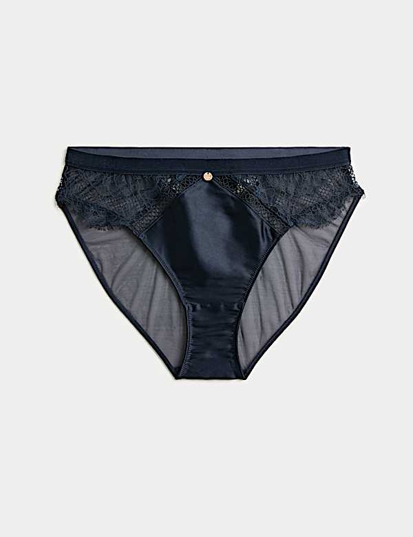 Saffron Satin & Lace High Leg Knickers - SE