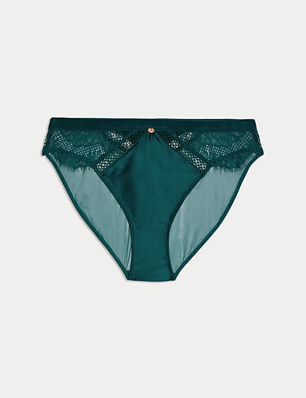 Saffron Satin & Lace High Leg Knickers - NL