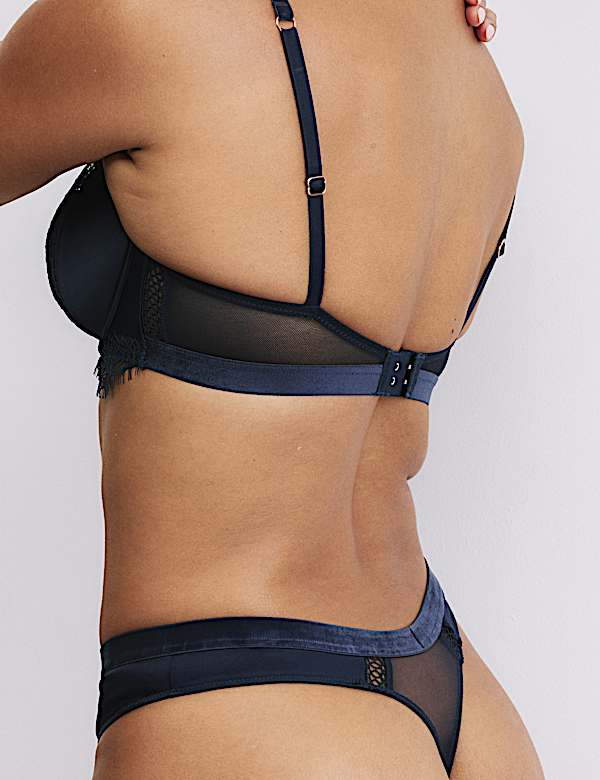 Saffron Satin & Lace Thong - NL