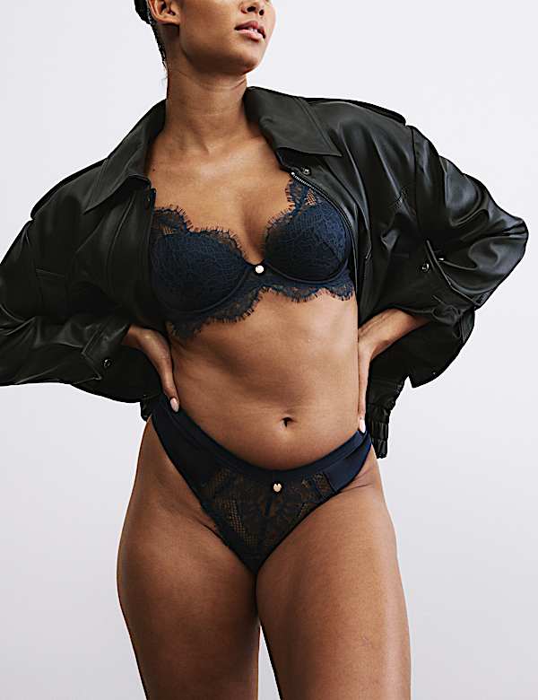 Saffron Satin & Lace Thong - NL