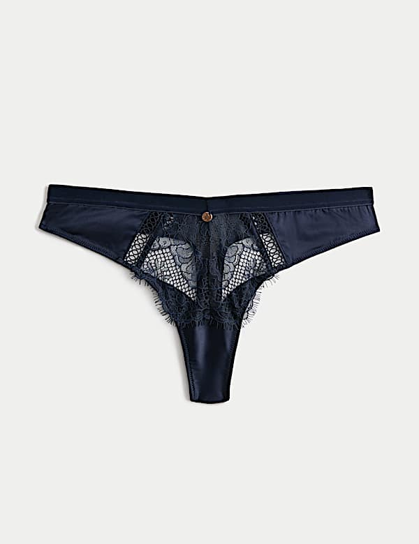 Saffron Satin & Lace Thong - NL