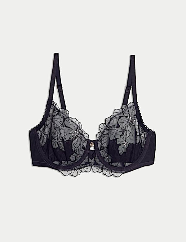 Soutien-gorge &agrave; balconnet, armatures et motif fleur de la passion, bonnets A &agrave; E - BE
