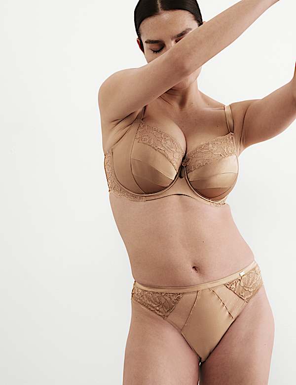 Silk & Lace Wired Balcony Bra F-H - HU