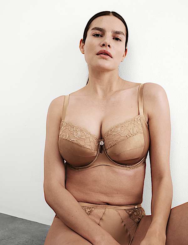 Silk & Lace Wired Balcony Bra F-H - HU
