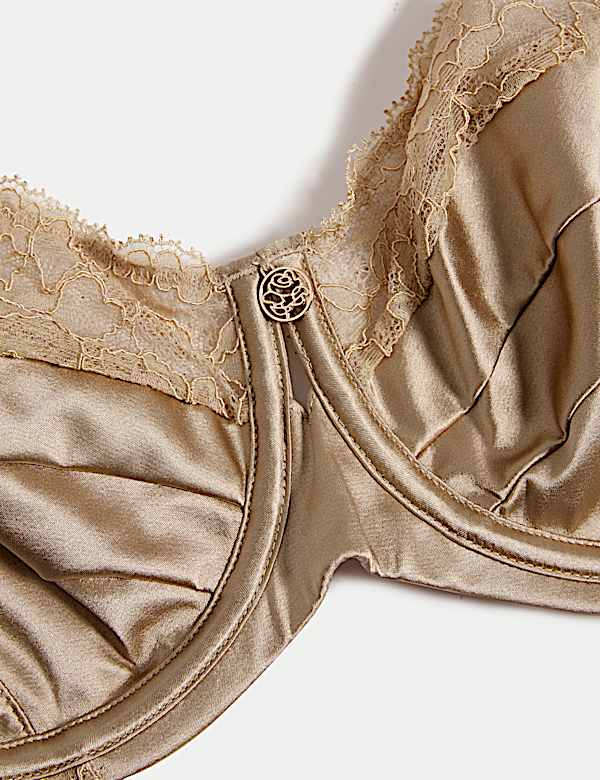Silk & Lace Wired Balcony Bra F-H - HU