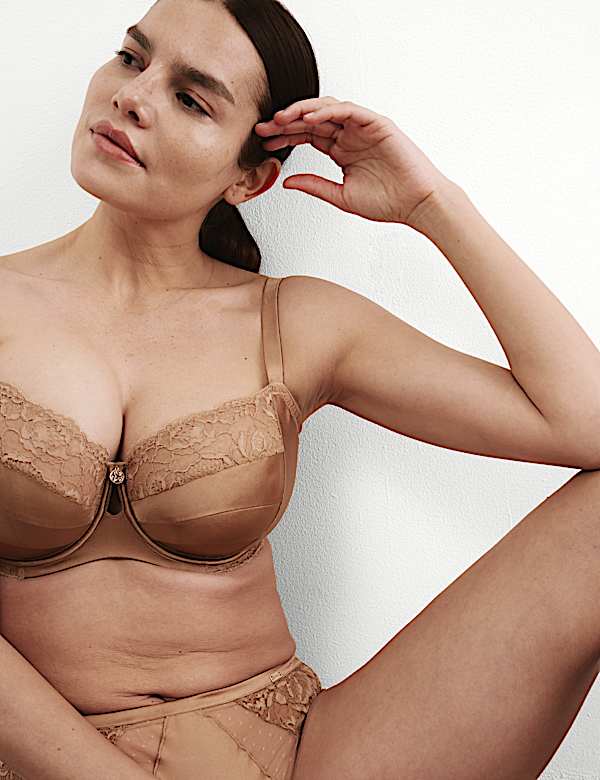 Silk & Lace Wired Balcony Bra F-H