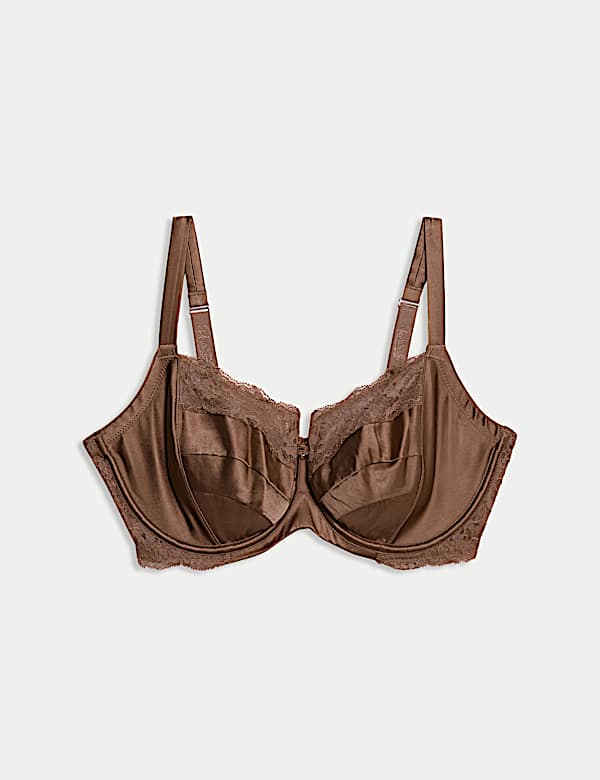 Sujetador balconette de seda y encaje con aros (para copa F-H) - US