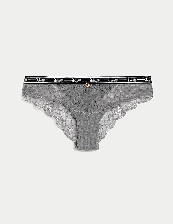 Ribbed & Lace Brazilian Knickers - GR