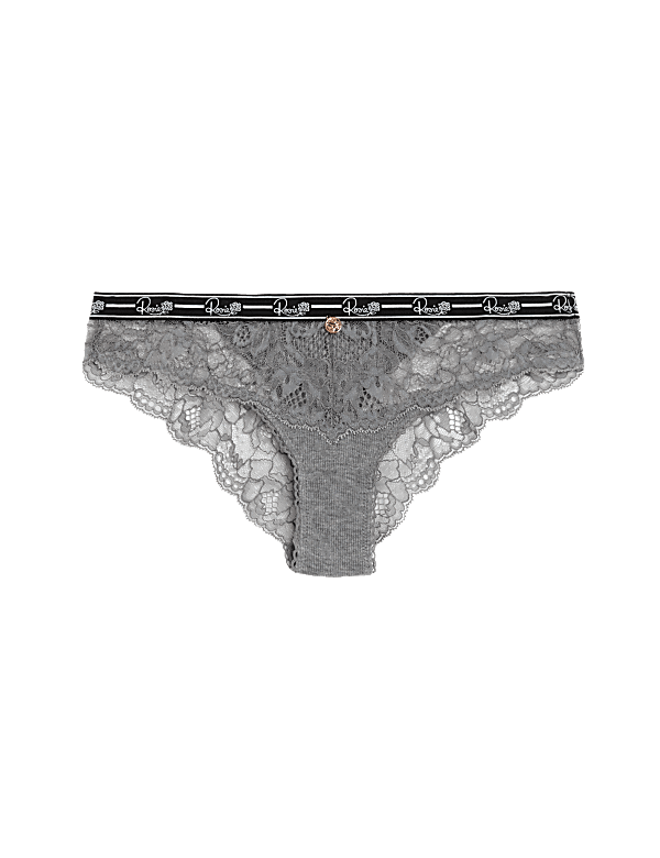 Ribbed & Lace Brazilian Knickers