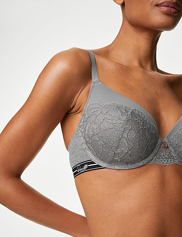 Ribbed & Lace Wired Full Cup Bra