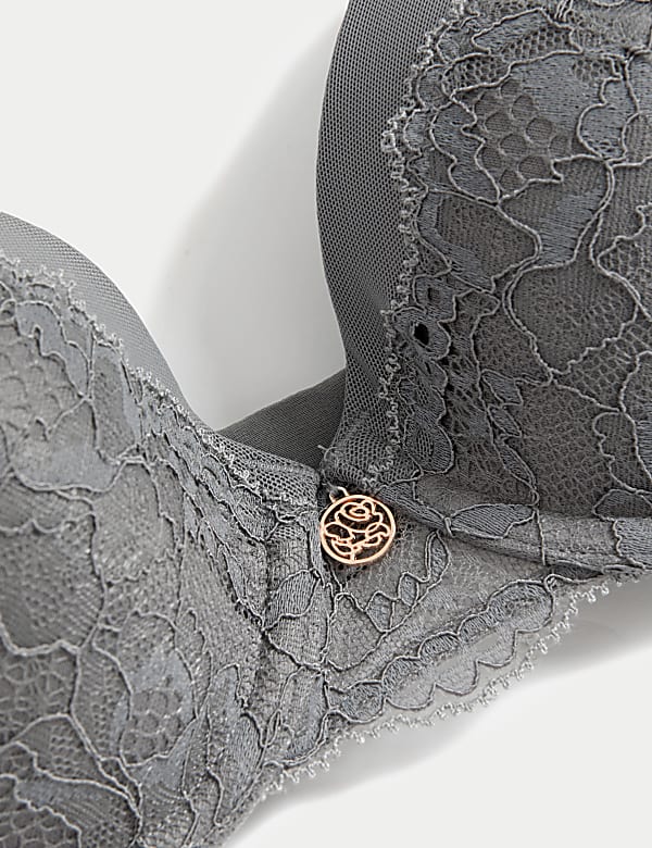 Ribbed & Lace Wired Full Cup Bra