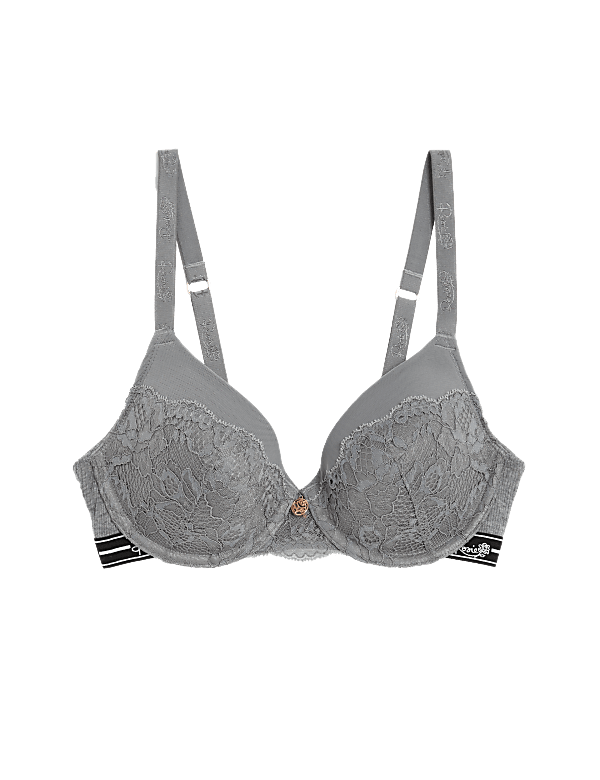 Ribbed & Lace Wired Full Cup Bra