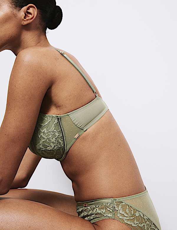 Silk & Lace Wired Scoop Demi Cup Bra (A-E) - FR