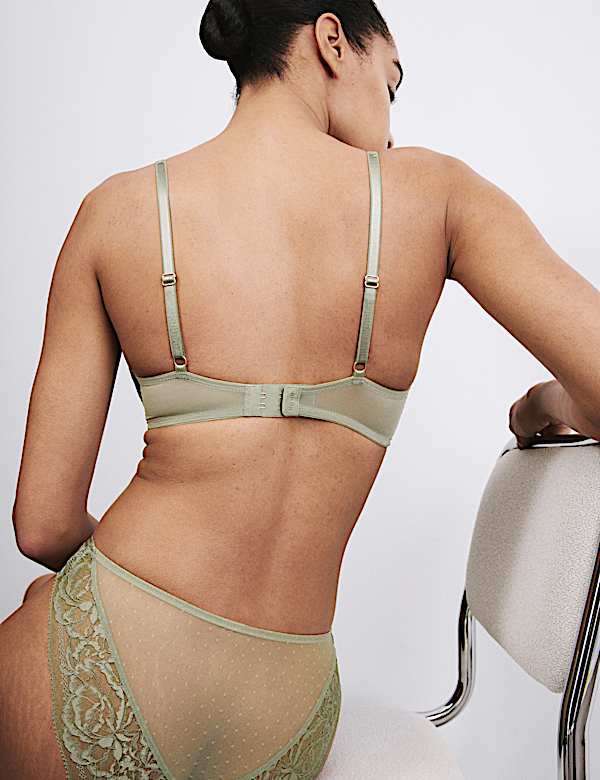 Silk & Lace Wired Scoop Demi Cup Bra (A-E) - FR