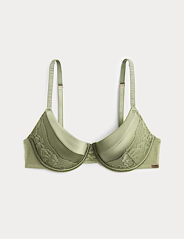 Silk & Lace Wired Scoop Demi Cup Bra (A-E) - FR