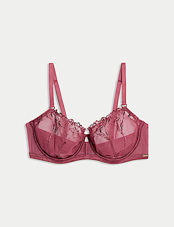 חזיית בלקונט עם ברזלים ורקמת פרחי ליזיאנטוס במידות A-E - IL