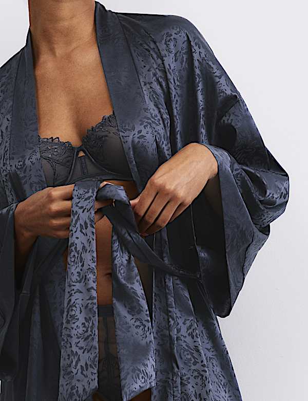 Lisianthus Satin Floral Jacquard Wrap - LT