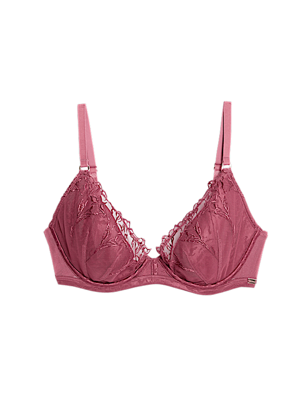 Lisianthus Embroidery Wired Plunge Bra A-E