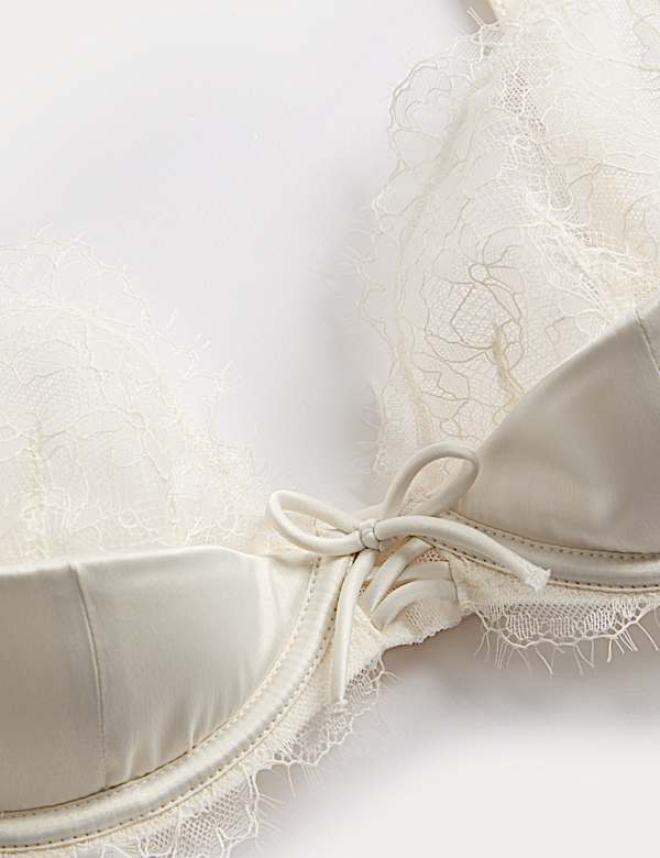 חזיית סטן Forget Me Not עם ברזלים ומחשוף עמוק (מידות A-E) - IL