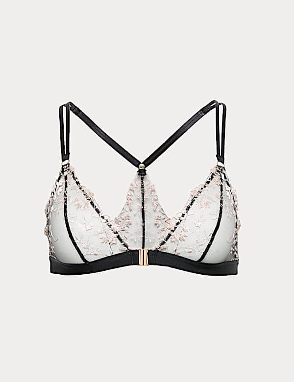 Flora Embroidered Front Fastening Bralette (A-E) - US