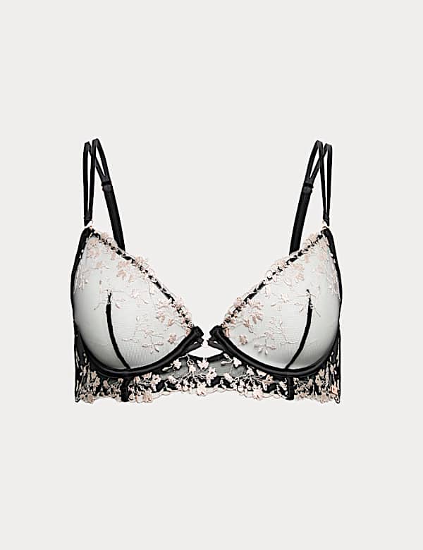 Flora Mesh Embroidered Wired Plunge Bra (A-E) - AU